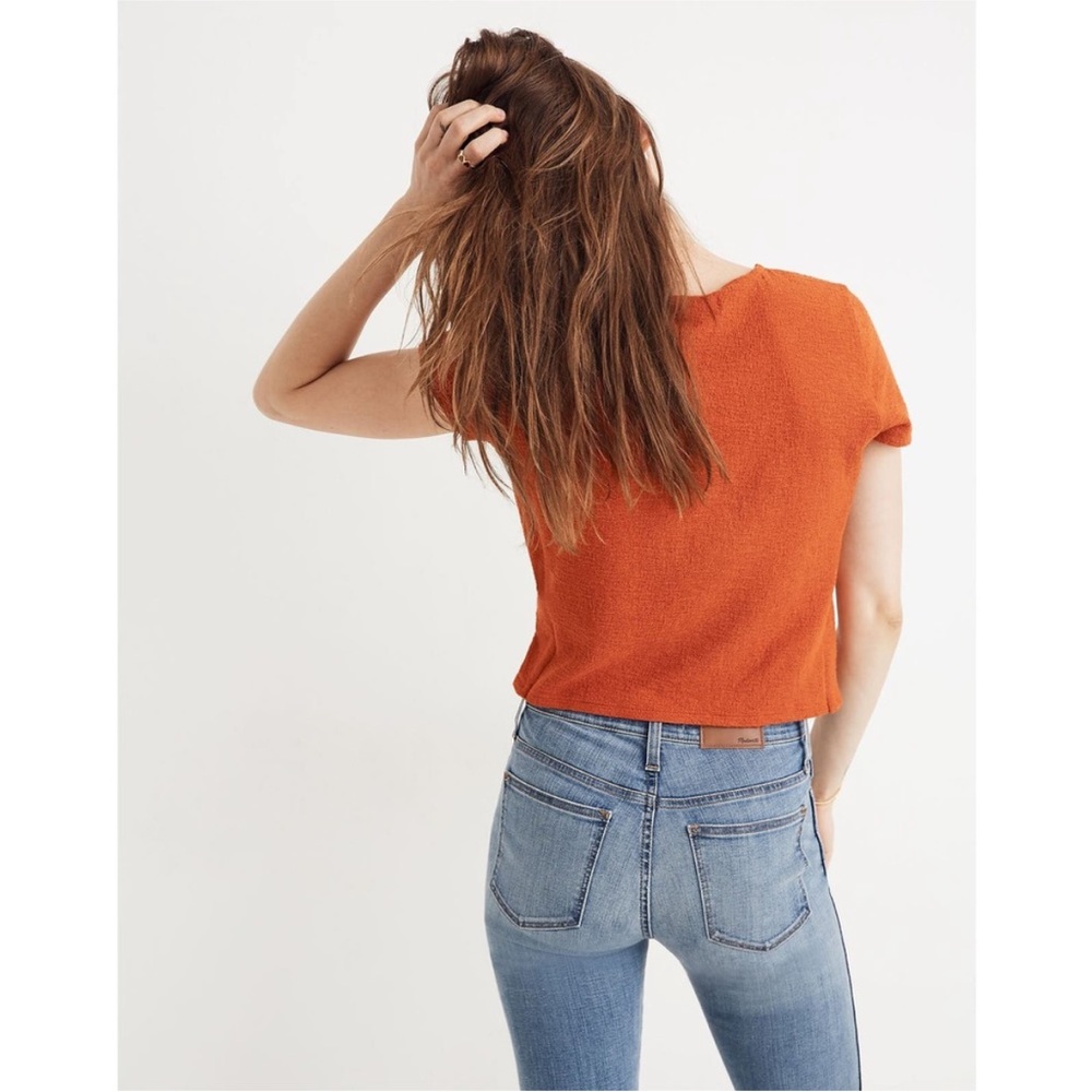 SOLD 🎉HP🎉 🧡 NWT Madewell Texture & Thread Burnt Orange Wrap Tie Top - XL - Picture 4 of 14